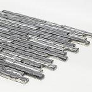 lot 52 image: Celestial Grey 11.375 in. x 11.875 in. Interlocking Glossy Glass Pencil Mosaic Tile (8.442 Sq Ft)
