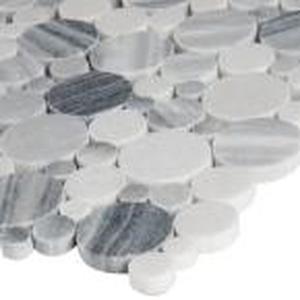 lot 56 image: Alaska Gray Pebbles 12 in. x 12 in. x 10mm Polished Marble Mesh-Mounted Mosaic Tile (10 Sq Ft)