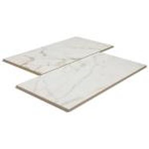 lot 74 image: QuicTile 12 in. x 24 in. Calacatta Marble Polished Porcelain Locking Floor Tile (19 Sq Ft)