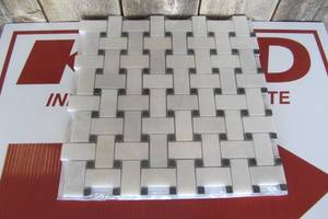 lot 53 image: Greecian White Basketweave 12 in. x 12 in. x 10 mm Polished Marble Mesh-Mounted Mosaic Tile (10 Sq Ft)