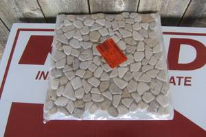 lot 64 image: Creama River Rock 11.25 in. x 11.25 in. Honed Marble Limestone Floor and Wall Mosaic Tile (3.7 Sq Ft)