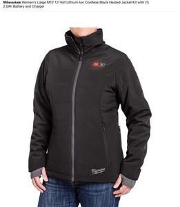 MILWAUKEE womens large m12 12-volt black heated jacket with battery but no charger & CARHARTT mens medium gravel cotton washed duck Bartlett jacket new see pics