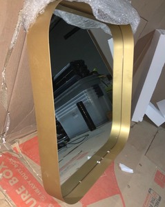 HOME DECORATORS COLLECTION Medium Square Gold Modern Mirror with Deep-Set Frame and Rounded Corners (26 in. H x 26 in. W) NEW SEE PICS