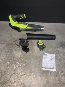 RYOBI 100 MPH 280 CFM ONE 18-Volt Variable-Speed Lithium-Ion Cordless Jet Fan Leaf Blower 4.0 Ah Battery and Charger Included TESTED SEE PICS
