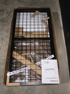 FLEXIMEOUNTS 4 ft. x 8 ft. Heavy Duty Overhead Garage Adjustable Ceiling Storage Rack in Black OPEN BOX COMPLETE SEE PICS