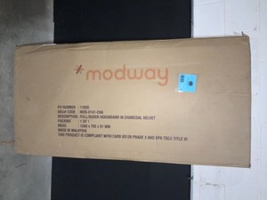 MODWAY Rebecca Performance Velvet Full  Queen Headboard in Charcoal NEW SEE PICS