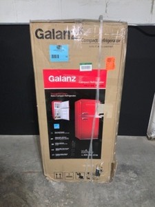 GALANZ 4.0 cu. ft. Retro Mini Refrigerator with Dual Door True Freezer in Red SEE PICS OPEN BOX COMPLETE