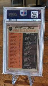 lot 7 image: 1962 Topps NL Home Run Leaders Card, Mays, Robinson, Cepeda PSA 4