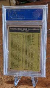 lot 8 image: 1961 Topps NL Home Run Leaders, Hank Aaron, Eddie Mathews, Clete Boyer, Ernie Banks PSA 6