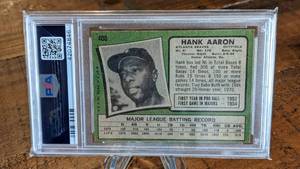 lot 9 image: 1971 Topps Hank Aaron Card PSA 5