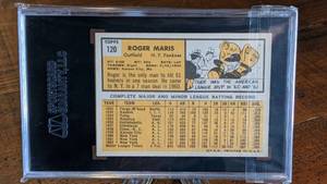 lot 33 image: 1963 Topps Roger Maris Card SGC 70  5.5