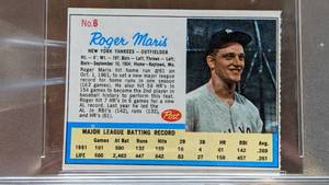 lot 51 image: Rare 1962 Post Cereal Roger Maris from Life Magazine Ad PSA 8, Pop. 21