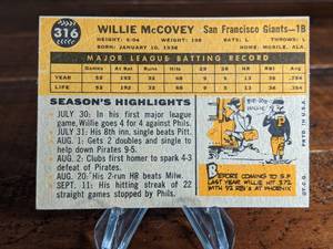 lot 59 image: 1960 Topps Willie McCovey All-Star Rookie Baseball Card