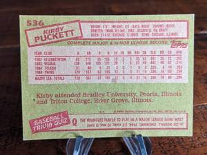 lot 71 image: 1985 Topps Kirby Puckett Rookie Baseball Card