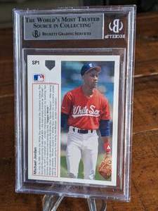 lot 77 image: 1991 Upper Deck Michael Jordan #SP1 Baseball Card Beckett 9 Mint