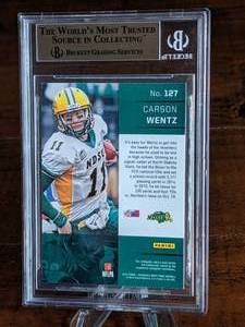 lot 87 image: 2016 Panini Prizm Draft Picks Carson Wentz #127 Rookie Card Beckett 9.5 Gem Mint