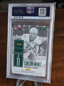 lot 89 image: 2016 Panini Contenders DP Carson Wentz #27 Rookie Card PSA 10 Gem Mint