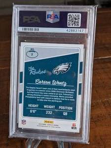 lot 90 image: 2016 Panini Donruss The Rookie Carson Wentz #2 Rookie Card PSA 10 Gem Mint