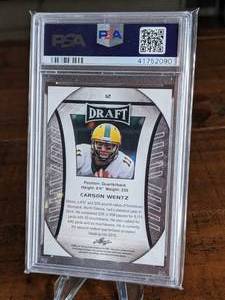 lot 91 image: 2016 Leaf Draft Carson Wentz #12 Rookie Card PSA 10 Gem Mint