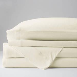 Organic Cotton Jersey Knit 4-Piece Natural Solid King Sheet Set, EC45-K-NATURAL, NEW