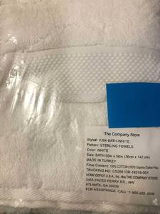 Legends Sterling White Solid Supima Cotton Bath Towel (1), VJ94-BATH-WHITE, NEW