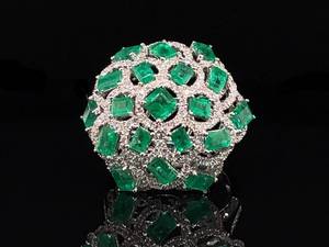 VIDEO Museum Quality 3.44 Carat Natural Columbian Emerald and Diamond Ballroom Ring in 18k White Gold $16,900 Retail