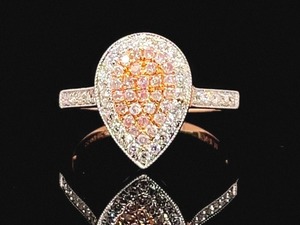 VIDEO RARE Natural Pink Diamonds in 18k Rose Gold Engagement Ring, Pear Shape Halo Style $7250 Retail