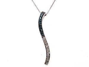 Blue and White Diamond Estate Pendant in 14k White Gold $1,999 Retail
