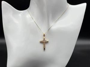 12 Carat Diamond Cross Pendant in 14k Yellow Gold $2000 Retail
