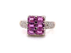 Pink Tourmaline and Diamond Estate Ring in 18k Yellow Gold $3,150 Retail