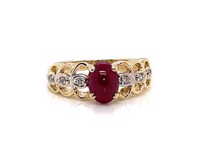 Natural 1.06 Carat Ruby and Diamond Estate Ring in 14k Yellow Gold $1,999 Retail