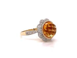 3 Carat Natural Fancy Cut Citrine and Diamond Estate Ring in 14k Two Tone Gold $1,650 Retail