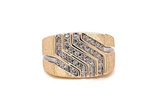 Mens Fine Diamond Cluster Estate Ring in Textured  Brushed 14k Yellow Gold $2,100 Retail