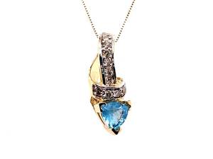 Elegant Topaz and Diamond Estate Drop Pendant in 14k Yellow Gold $1,250 Retail