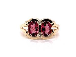 Natural Tourmaline and Diamond Estate Ring in Yellow Gold $1,650 Retail