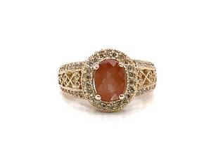Fancy Topaz and Diamonds Estate Halo Ring in Yellow Gold $1,725 Retail