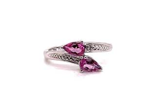 Pink Topaz and Diamond Crossover Estate Ring in White Gold $1550 Retail