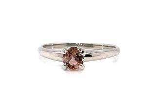 Peach Champagne Gemstone Estate Ring in 14k White Gold $1,100 Retail