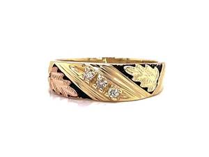 Diamond Black Hills Gold Estate Ring in Tri Color 10k Gold