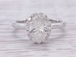 VIDEO New 14k White Gold Oval Diamond Halo Engagement Ring 1.25 carats w IGI Report,  $8,800 Retail
