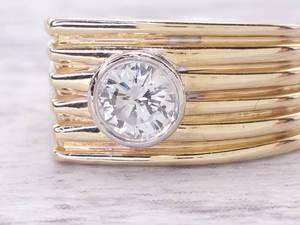 Mid Century Modern Very Fine 12 Carat Diamond Solitaire Estate Ring in 14k Yellow Gold $3875 Retail