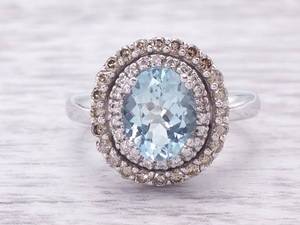 VIDEO Stunning LeVian Ice Blue Natural Aquamarine, Chocolate & Clear Diamond Estate Ring in 14k White Gold $4999 Retail