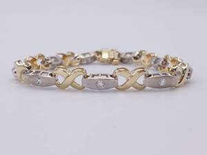 Romantic Designer Styled 1.00 Carat Diamond Tennis Bracelet in 14k Two-Tone Gold $4150 Retail