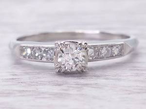 Fantastic Mid Century Modern Estate Diamond Ring in 14k White Gold $2999 Retail