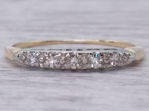 Vintage Diamond Estate Band  Ring in 14k Two-Tone Gold $900 Retail