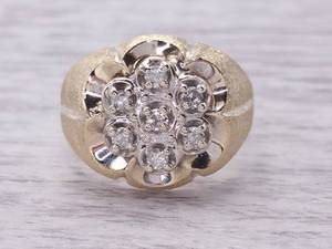 Diamond Cluster Ring in Textured Yellow Gold $1,875 Retail