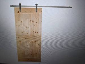 Calhome 6.6 ft. Stainless Steel Sliding Barn Door Hardware Set & Unfinished Pine Door Kit
