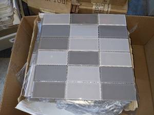 12 x 12 Provado Verve Gusto Glass Mosaic Blend Tile in Shades of Gray