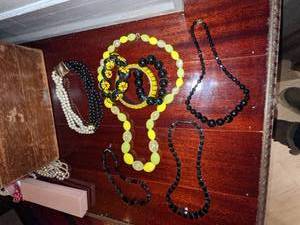 Yellow & Black Vintage Bead Necklaces