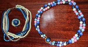 AntiqueVintage Blue Beaded Necklaces